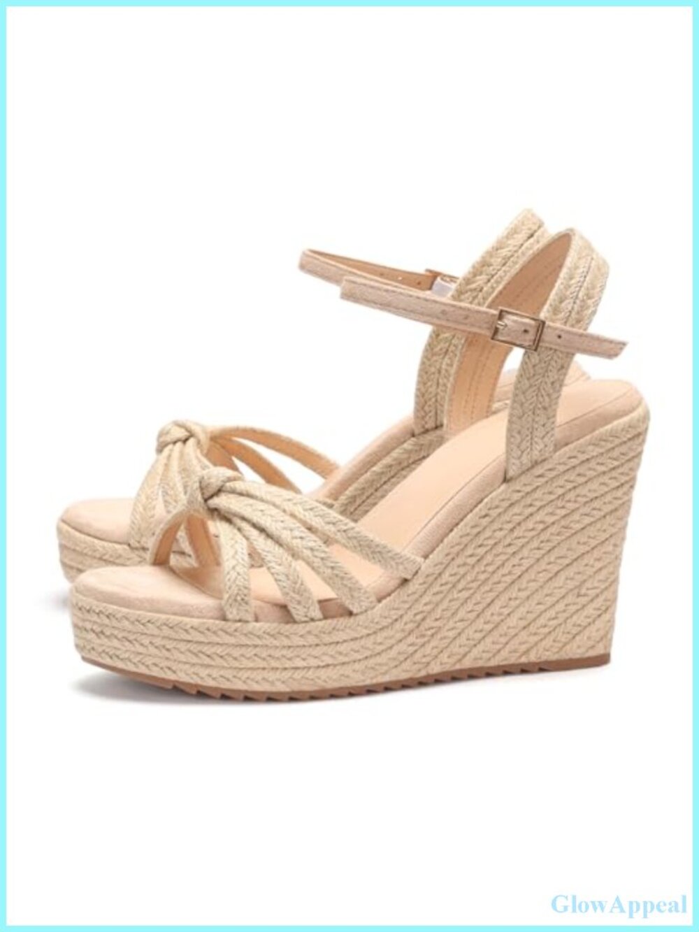 Womens Espadrille Wedge Sandals Raffia Open Toe Ankle Strap Summer Shoes